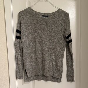 American Eagle Outfitters Gray Sweater with Black Sleeve Stripes